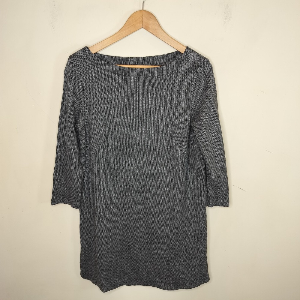 J. Jill Ponte Knit Tunic Chevron Herringbone Grey